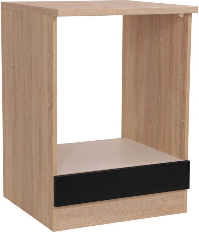 Herdumbauschrank Küchenschrank 60 cm Eiche Sägerau Schwarz Merle Respekta