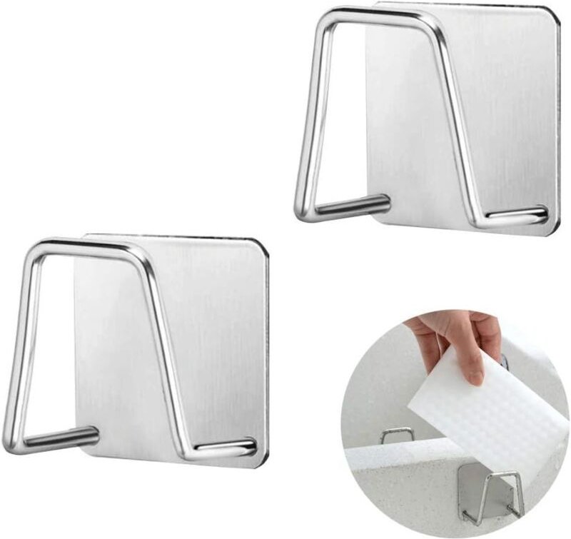 2 selbstklebende Schwammhalter, kein Bohren erforderlich, aus Edelstahl 304, selbstklebende Wandhaken für die Küche – Si...