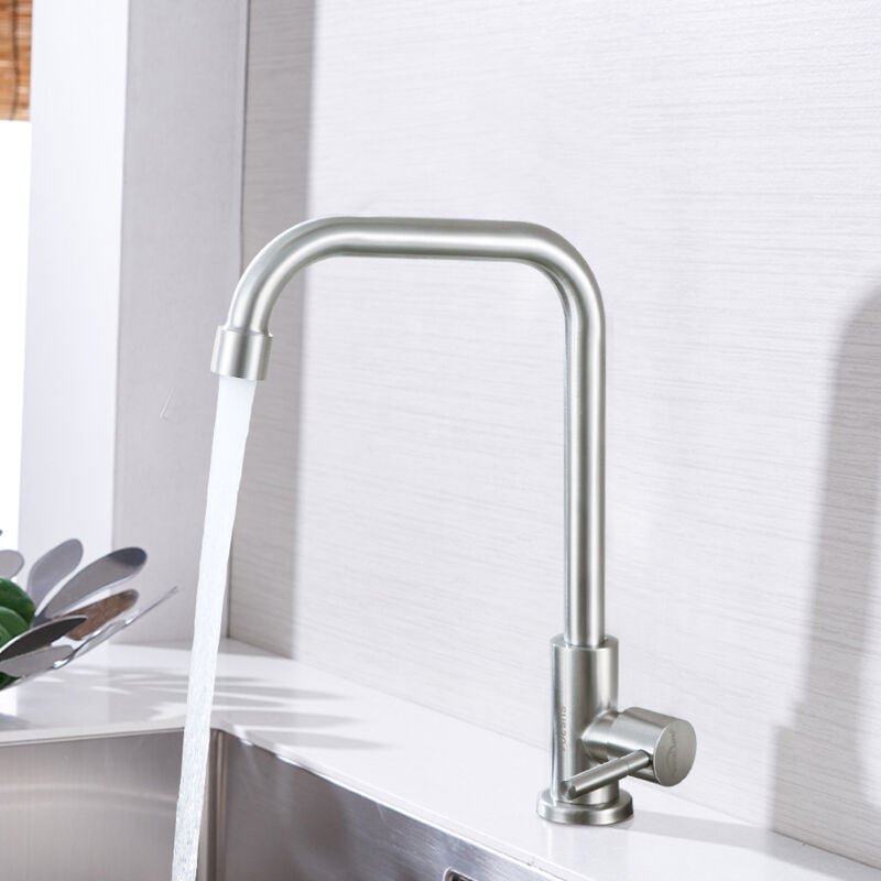 Auralum - Einzelne Erkältung Küchenarmatur 360° drehbar, schwenkbar wasserhahn küche kaltwasser armatur für Spüle, Wasch...