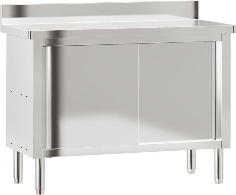 Küchen-Arbeitstisch mit Schiebetüren Edelstahl vidaXL
