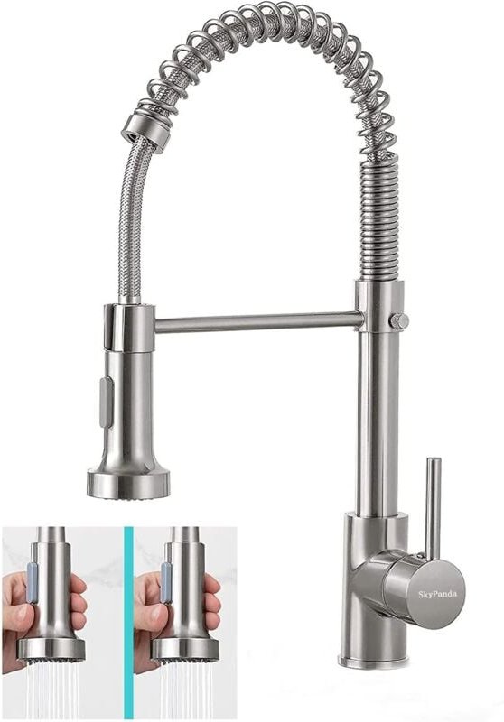 Wasserhahn Küche mit Spiralfeder Gebürsteter Nickel Küchenarmatur mit Brause Ausziehbar 360° Schwenkbar Spültischarmatur