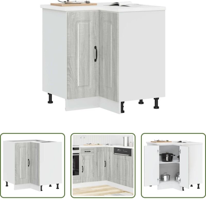 Holzwerkstoff - Küchen-Eckunterschrank Kalmar Grau Sonoma Holzwerkstoff