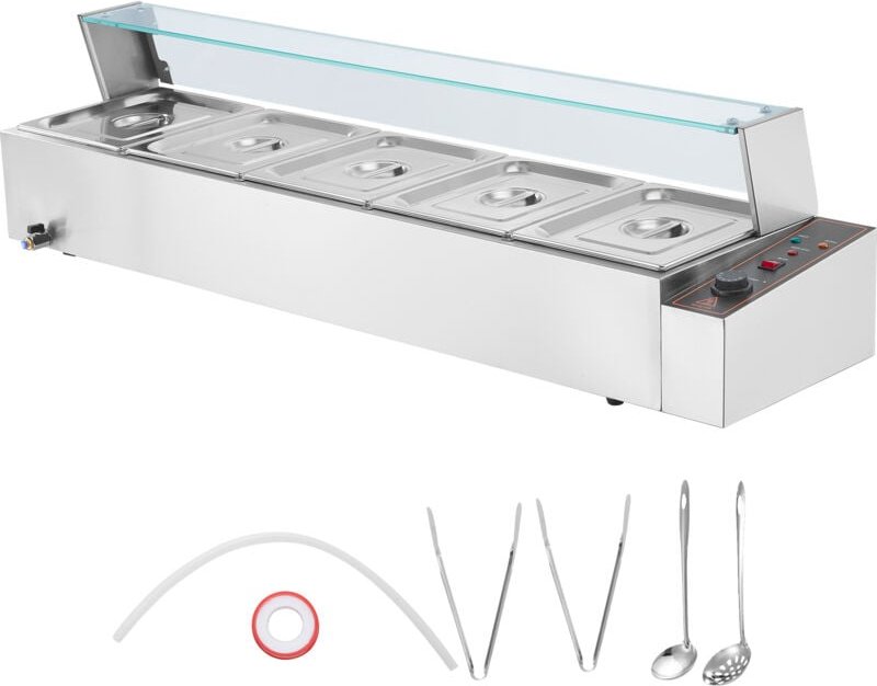5-Pfannen-Speisewärmer für den gewerblichen Gebrauch, 1700 w Bain Marie aus Edelstahl für die Arbeitsplatte, 5 x 8 qt si...