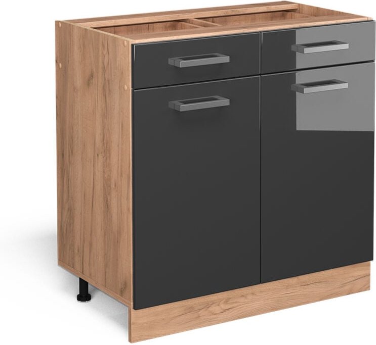 Vicco - Küchenunterschrank R-Line, Anthrazit Hochglanz, 80 cm ohne Arbeitsplatte