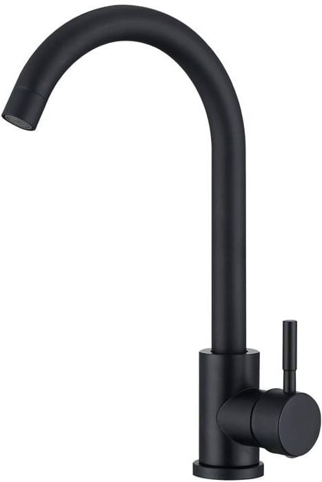 Schwarzer Küchenmischer-Wasserhahn, 360° schwenkbarer Auslauf, langlebiger Edelstahl-Spültischmischer
