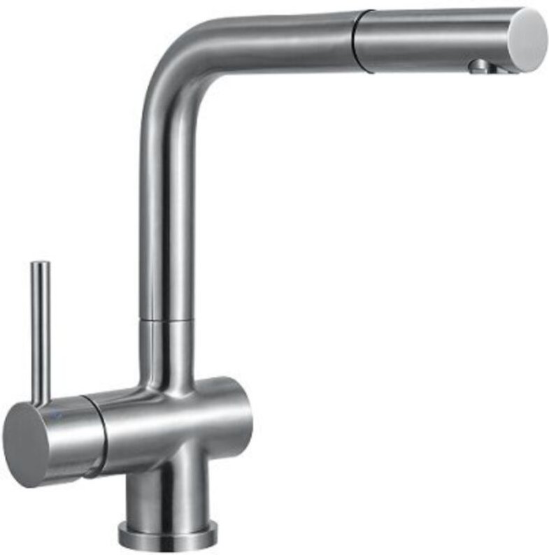 Quellmalz - Einhebelmischer mit Schlauchbrause - Edelstahl matt gebürstet, Niederdruck, Keramikkartusche