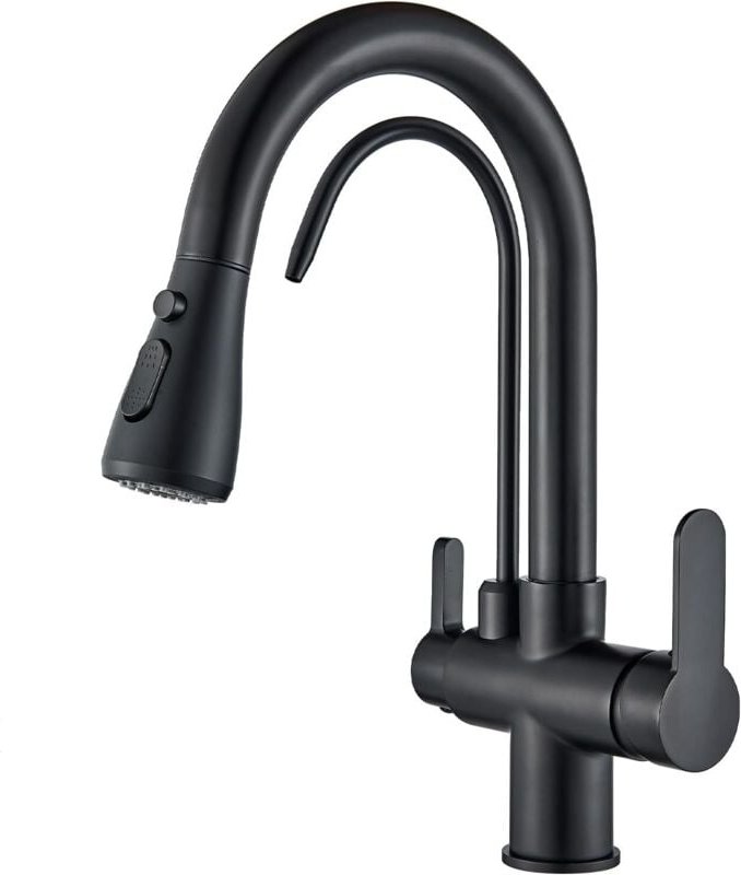 3-Wege-Umkehrosmose-Küchenarmatur, 2-Hebel-Umkehrosmose-Küchenarmatur, 360° schwenkbarer Spültischhahn, Ausziehbarer Spr...