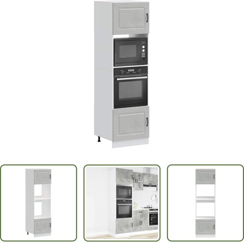 Ofenschrank - Herdumbauschränke 2 Stk. Kalmar Betongrau Holzwerkstoff