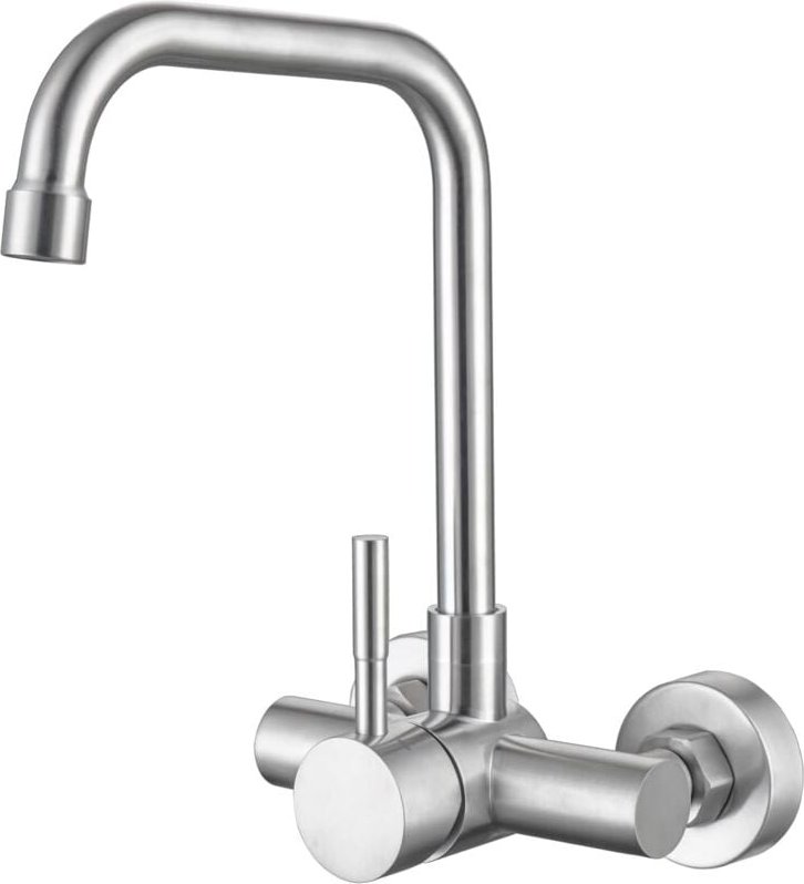 Wandmontage Küchenarmatur mit 11 cm Lochrabstand, Wandarmatur Küche Wasserhahn in Wand, Spültischarmatur aus Edelstahl, ...