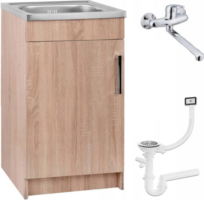 STAMAR Küchenschrank SONOMA - 50 x 40 cm - Elegant und praktisch - mit Spüle und Armatur