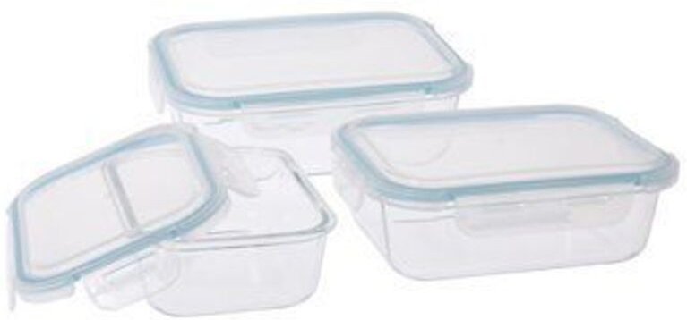 Excellent Houseware - Frischhaltedose aus Glas für Lebensmittel, mit Deckeln, 3 Stück im Set