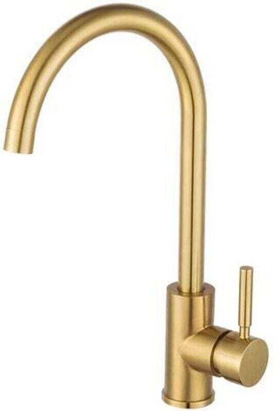 Mélangeur de cuisine Robinet doré en acier inoxydable Eau froide et chaude Robinet rotatif à 360 degrés (Tuyau non inclu...