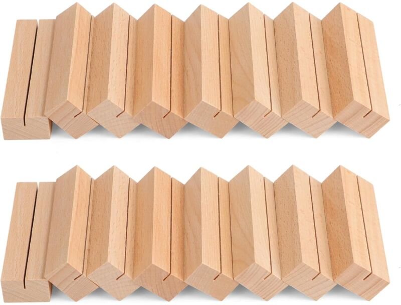 16 Tischkartenhalter aus naturbelassenem Buchenholz, für Menüs, Fotos, Hochzeiten oder Bankette