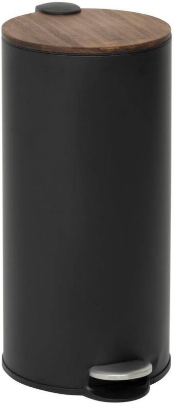 Modern color mülleimer mit pedal 30l schwarz und akazie 29,2x37,7x59,5 cm - 5five