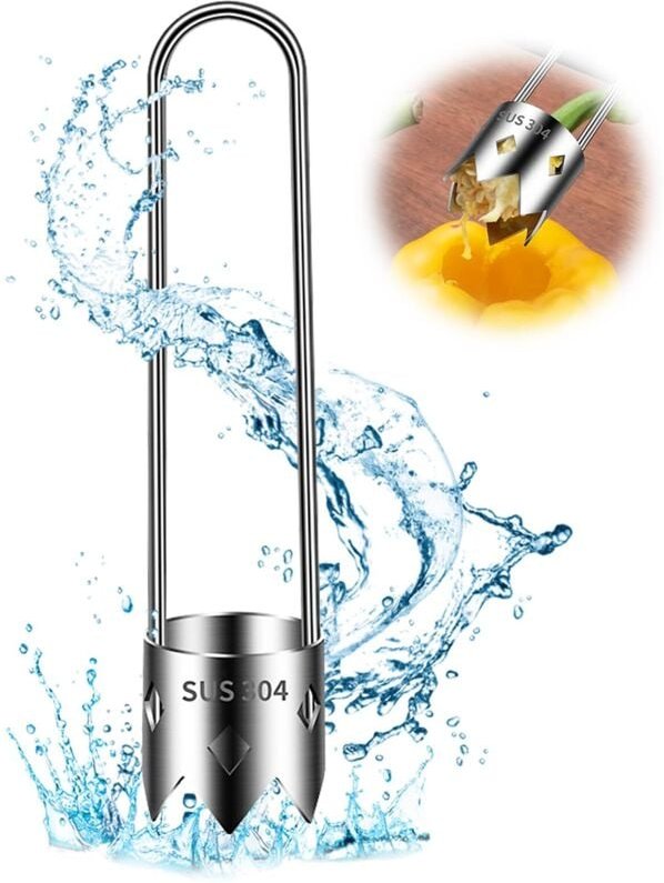 Paprikaentsteiner – auch geeignet für Paprika, Ananas, Birnen und Äpfel – Edelstahl 304, rostfrei, für viele Obst- und G...