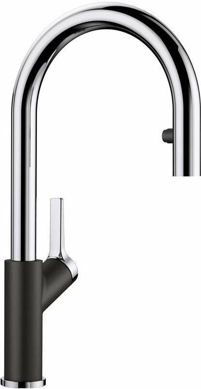 Blanco - Carena s - Küchenarmatur mit ausziehbarer Brause, Schwarz/Chrom 526172