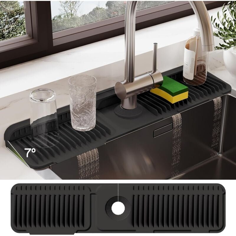 Tigrezy - 61 cm Silikon-Wasserhahnmatte als Spritzschutz für die Küchenspüle – Arbeitsplattenschutz zum Auffangen von ve...