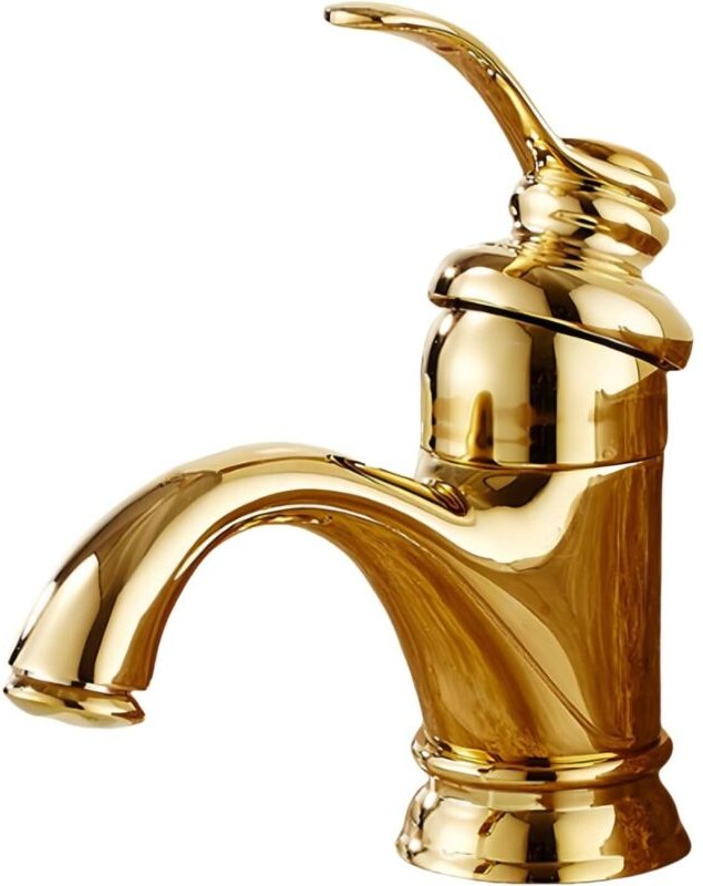 Goldener Waschbeckenhahn aus Messing, Einloch-Waschtischarmatur zur Deckmontage, Mischbatterie für heißes und kaltes Was...