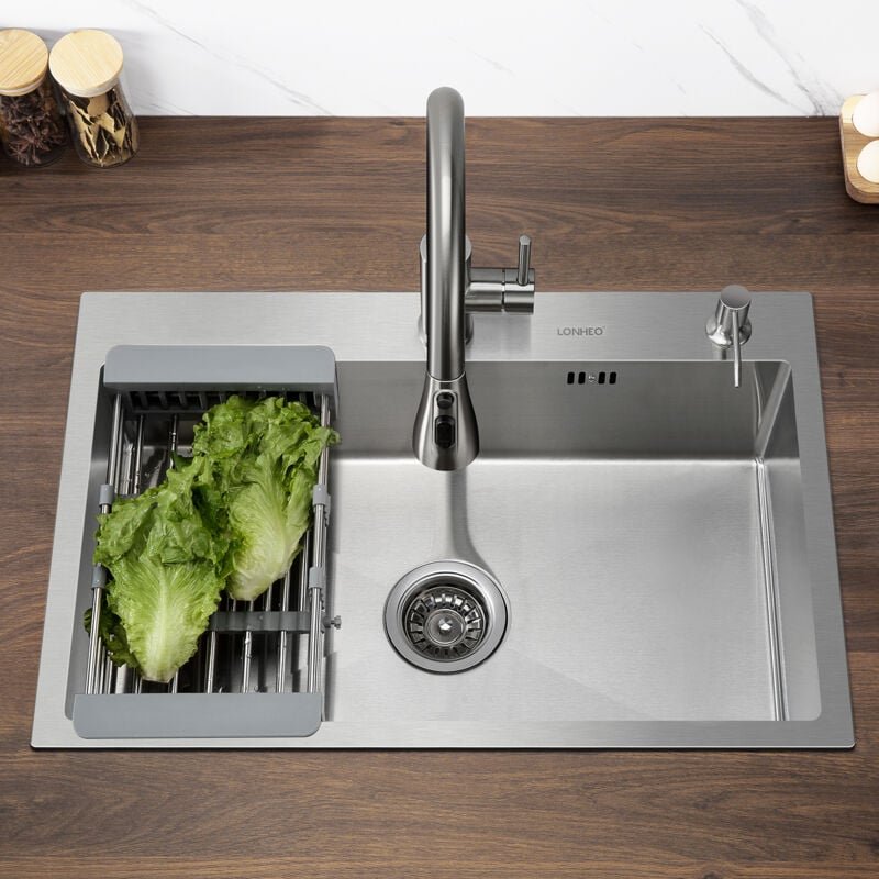 Lonheo Max - Lonheo Edelstahl Küchenspüle 68 x 45 cm Einbauspüle, große Küchenspülbecken für ab 80cm Unterschrank, Edels...