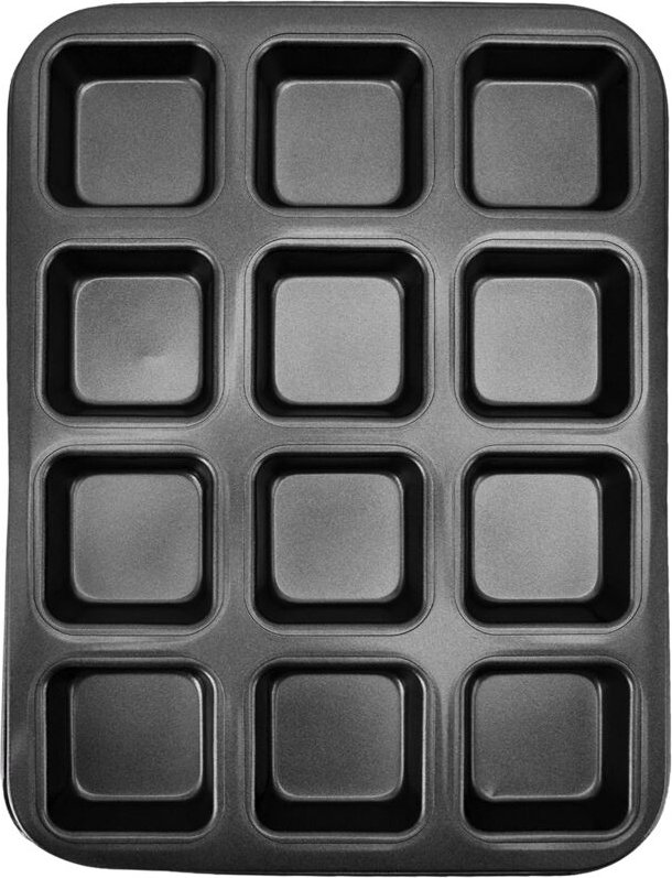 Brownie-Form, Mini-Brotformen, quadratische Muffinform mit Antihaftbeschichtung, 12 Mulden aus Kohlenstoffstahl für Fami...
