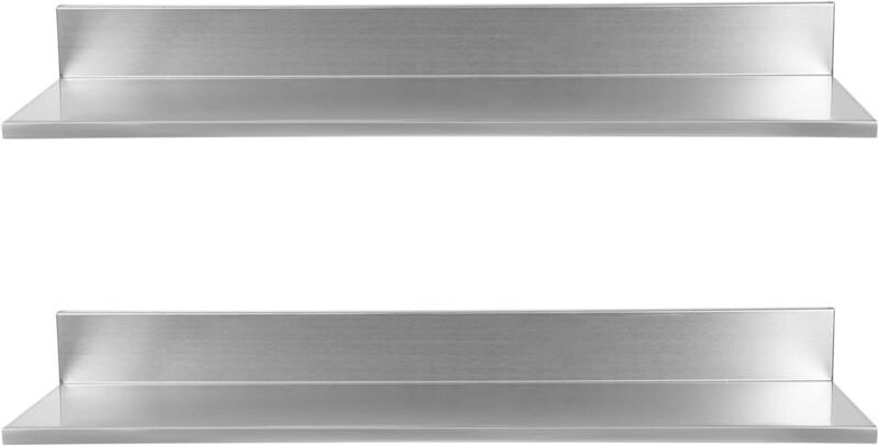 Küchen-Wandregal, 2 Stück, Edelstahl, Wandregal, Wandregal, ohne Bohren, Regal, Badezimmerregal, Eckregal, für Zuhause, ...