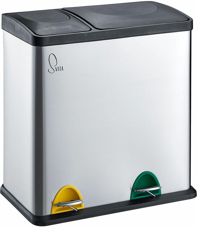 TC2Combo35 Mülleimer Edelstahl Abfalleimer Mülltrennung (12l + 23l) Silber - Svita