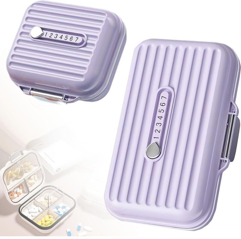 2 Stück Pillendose für Unterwegs(Groß und Klein-Purple)Tablettenbox 7 tage für unterwegs丨Reise Pillenbox,Pill Organizer ...