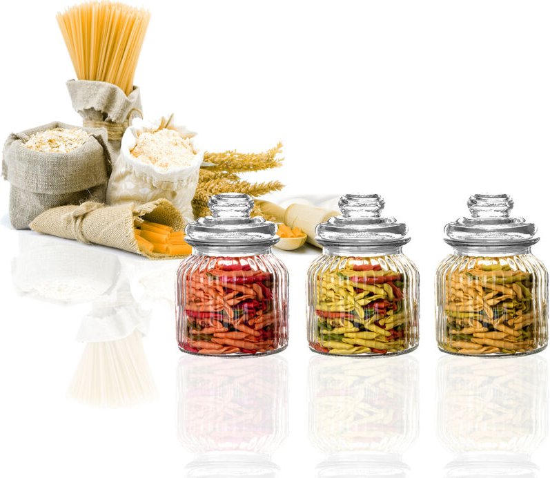 BigDean Vorratsglas 3x Bonbonglas 0,7 Liter Nostalgie Glas Behälter Vorratsdose 15x11cm