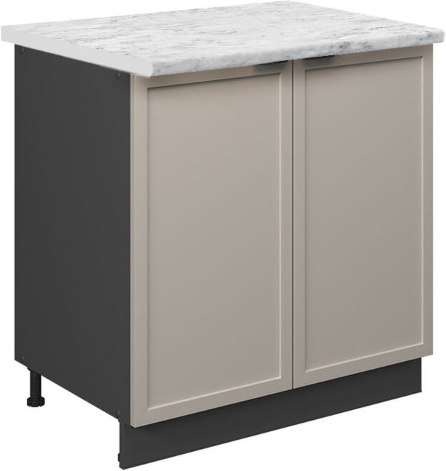 Spülenunterschrank Fame-Line, GrauBeige, 80 cm mit Regal, AP Marmor, Vicco