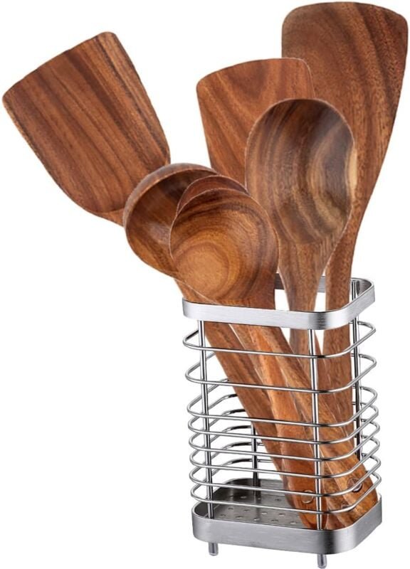 Küchenutensilienhalter aus Edelstahl, Besteck-Utensilienhalter, Theken-Organizer, Aufbewahrung und Organisation von Rest...