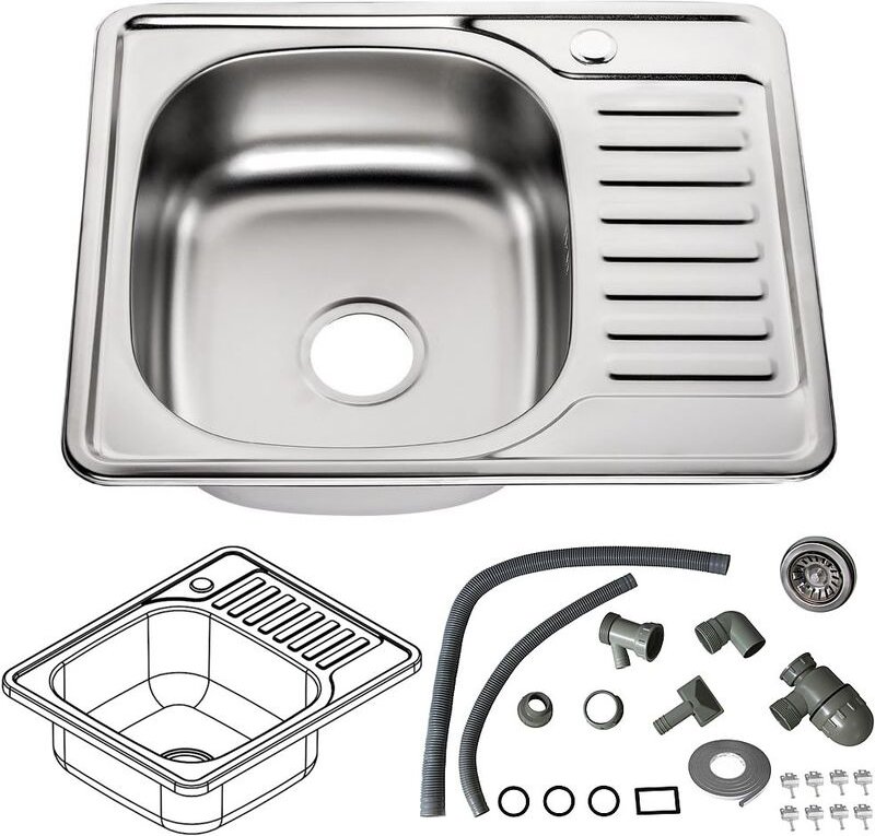 Küchenspüle 58CM Einbauspüle Edelstahl Spülbecken Abwaschbecken Spüle - Melko