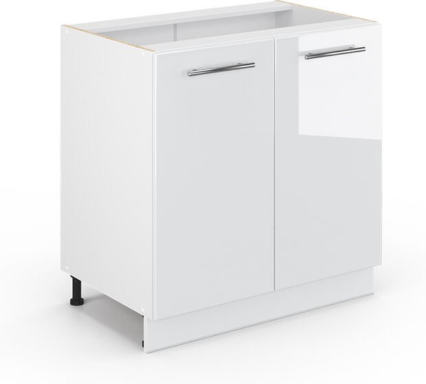 Küchenschränke Fame-Line, Weiß Hochglanz, 80 cm mit Regal, ohne Arbeitsplatte Vicco