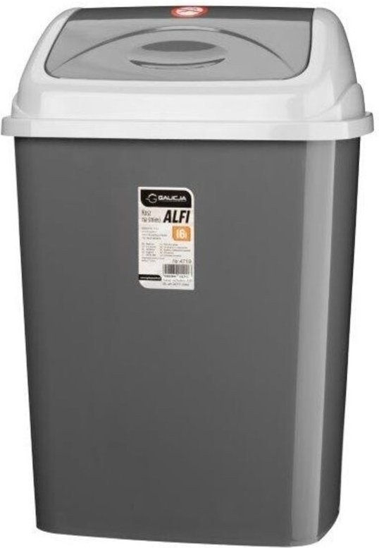Cubo de basura ALFI 16 l con tapa abatible para basura, gris oscuro