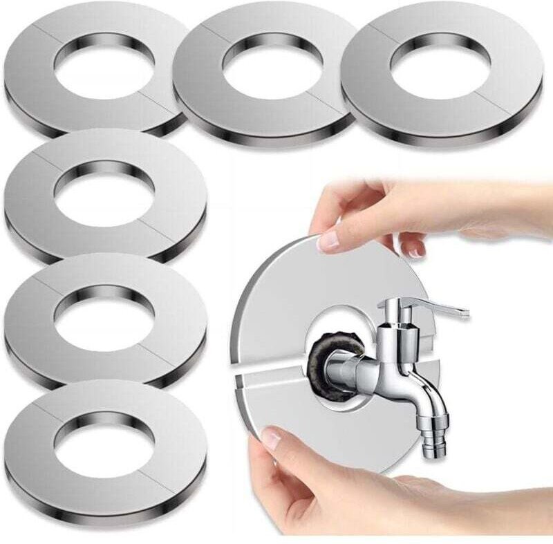 Vtizikl Cache Tuyau Radiateur Acier Inoxydable 6 Pièces Rosace de Robinetterie Cache Mitigeur Rosace De Robinet en Acier...