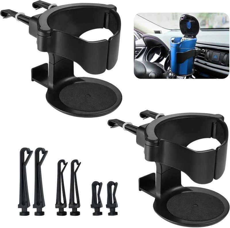 Set mit 2 verstellbaren Getränkehaltern für Lüftungsschlitze im Auto – multifunktional, kompatibel mit LKWs und PKWs