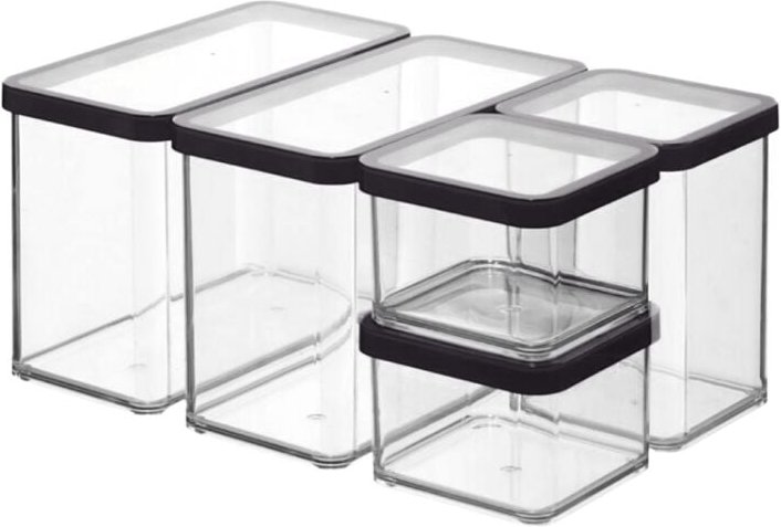 Rotho - Premium Vorratsdosen-Set loft 5 tlg. transparent, Frischhaltedosen