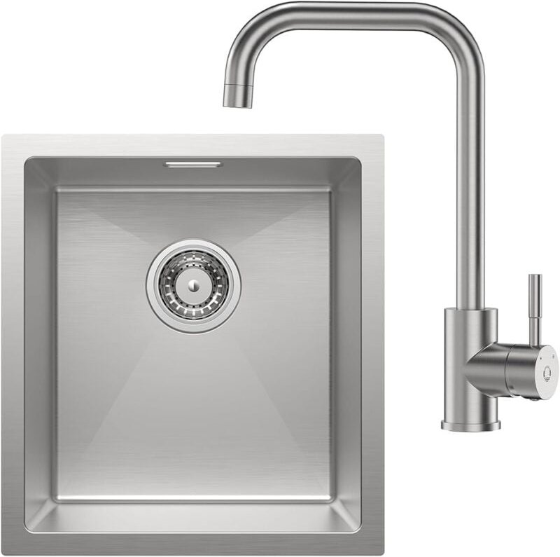Thumbnail - Cecipa - Gebürstete Spüle mit Armatur, Wasserhahn Küche, Einbauspüle Edelstahl Eckig, Spüle Küche Modern, Küchenspüle Ed...