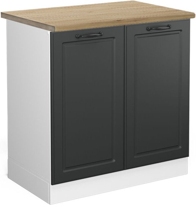 Vicco - Spülenunterschrank R-Line, Anthrazit Landhaus, 80 cm , ap Eiche