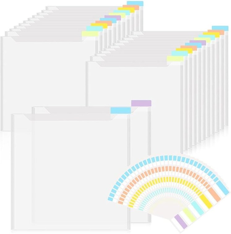 Tlily - Scrapbook-Papier-Aufbewahrungs-Organizer, 30,5 x 30,5 cm, transparent, mit selbstklebenden Index-Tabs für Vinyl ...