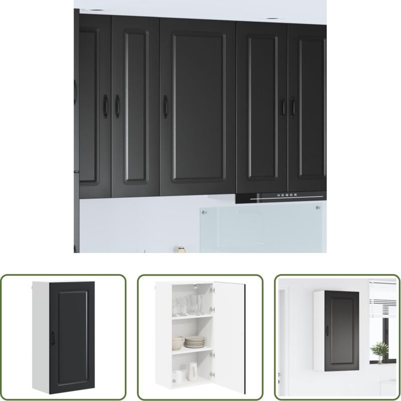 Küchenregal Schwarz - Küchenschrank Kalmar Schwarz 50 x 31 x 100 cm Holzwerkstoff