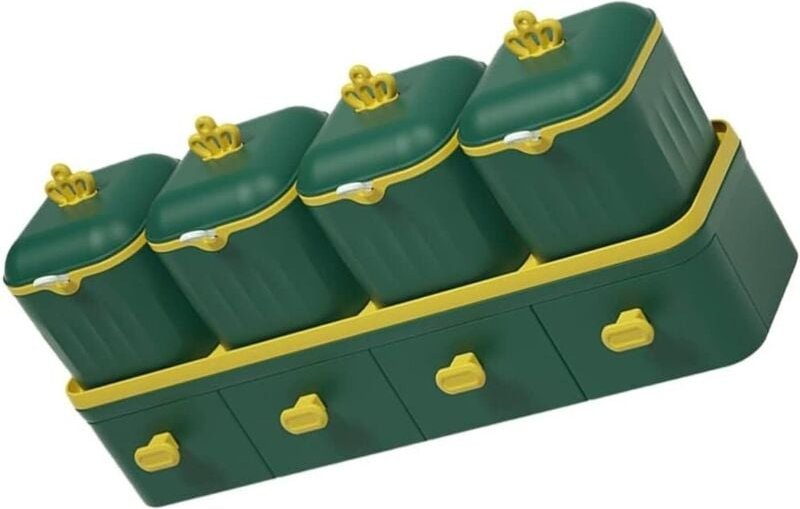 Kräutergläser, Gewürzglas-Set mit Deckel und Schublade, weißer Zucker- und Salzstreuer zur Aufbewahrung von Lebensmittel...