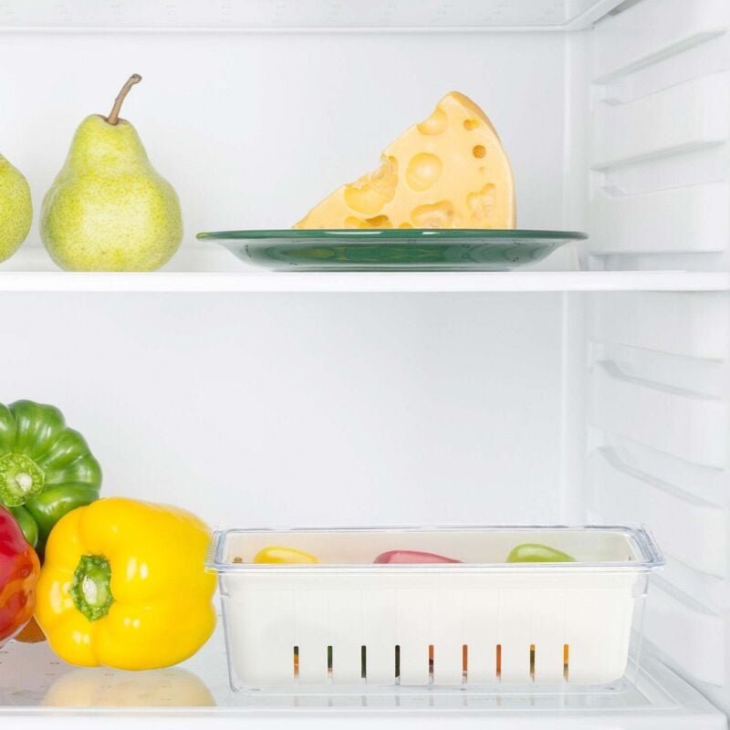 Kuhlschrank aufbewahrungsbehalter mit abtropfkorb 4er set