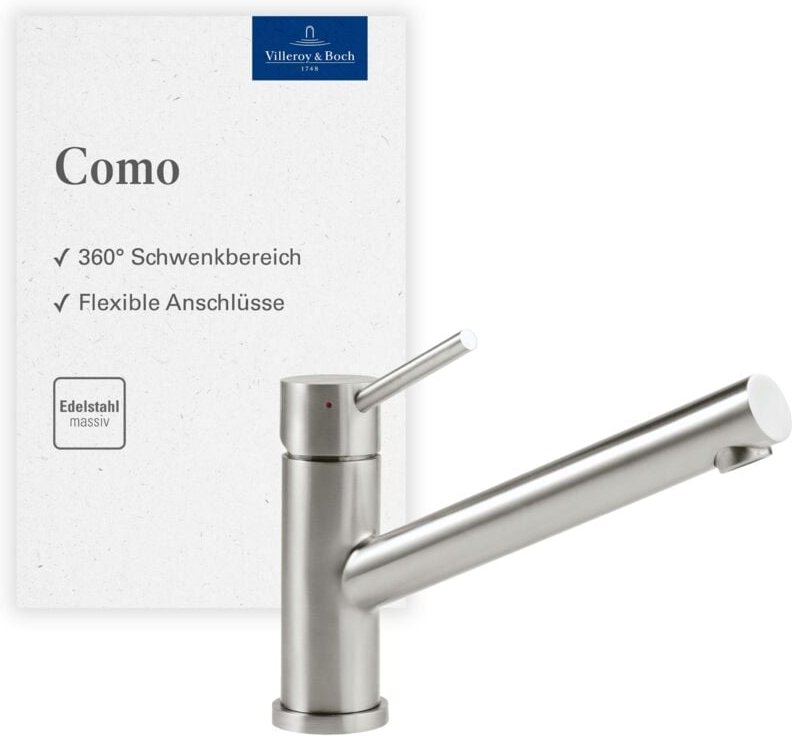 Villeroy&boch - Como Küchenarmatur, Hochdruck, Wasserhahn Küche mit Keramikkartusche und 360° Schwenkbereich, Spültischa...