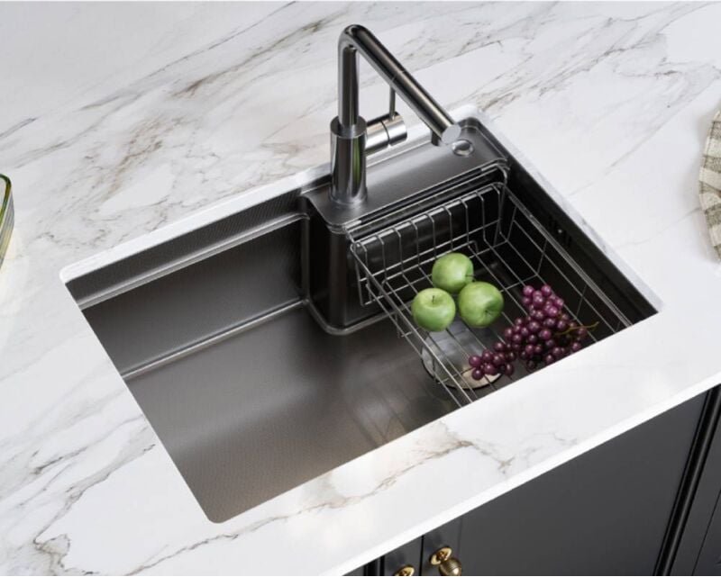 62x44cm Küchenspüle Edelstahl, Spülbecken, Waschbecken küche, 1 Becke Einbauspüle, Spülbecken Küche inkl. Siphon und Abt...