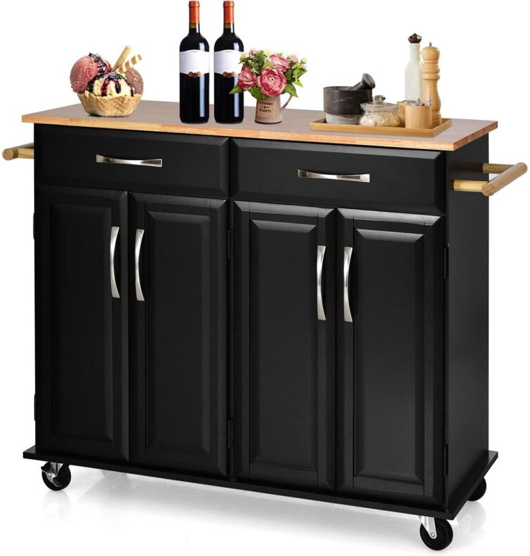 COSTWAY Küchenwagen auf Rollen, Servierwagen mit Arbeitsplatte & Handtuchhalter & Schubladen & verstellbaren Regalen, Kü...