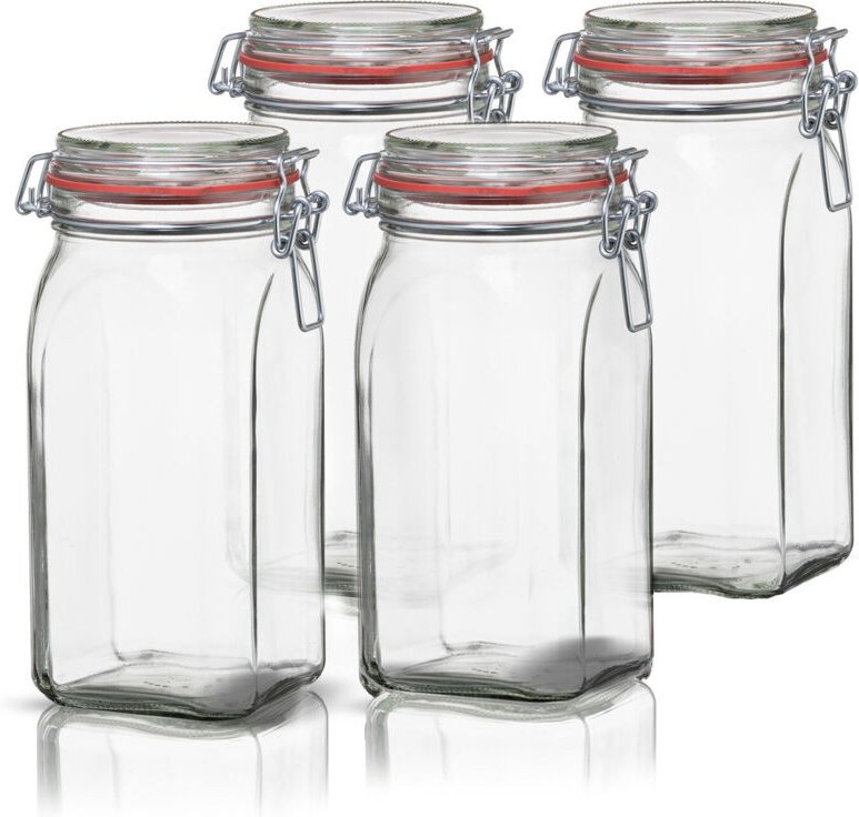 BigDean 4er Set Vorratsgläser 1,5L - Einmachgläser mit Bügelverschluss - Made in Germany - Drahtbügelgläser zum luftdich...