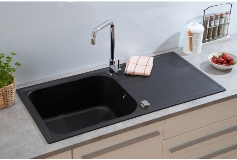 Küchenspüle Einbauspüle Spülbecken Granit 100x50 Schwarz Respekta Orlando