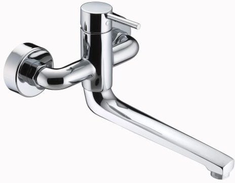 Wandmontierter Spültischmischer mit drehbarem Auslauf aus verchromtem Messing – Eurorama Reno23