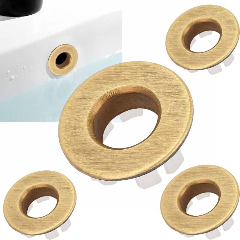4 Stück Messing-Überlaufring für Waschbecken, Überlaufabdeckung für Waschbecken, Überlaufring für Waschbecken, 1,2 x 0,6...