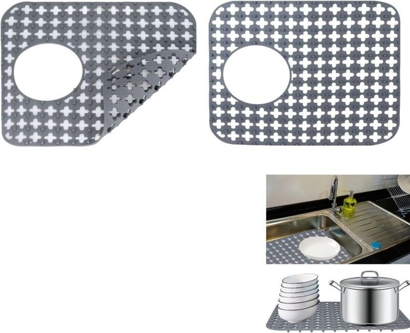 2-teiliges Spülbeckenmatten-Set, faltbare, rutschfeste Silikon-Spülbeckenmatten, Spülbeckenschutz, Spülbeckenbodenmatte ...